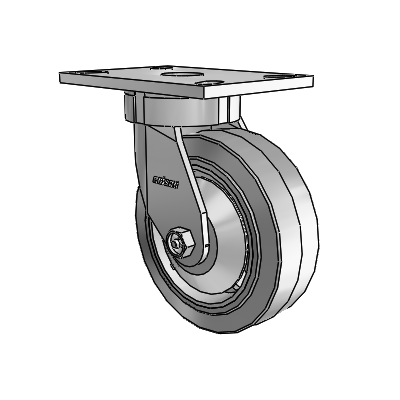 6 Series Kingpinless Casters Top Plate Swivel Caster with 6 x 2 Performa Rubber (Flat/Grey) Wheel