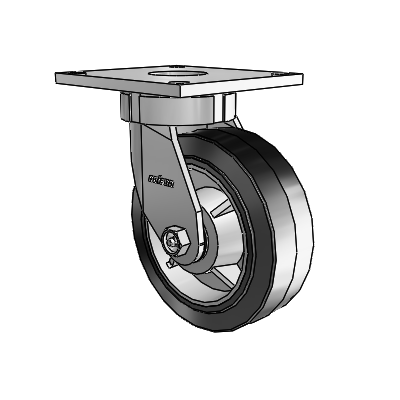6 Series Kingpinless Casters Top Plate Swivel Caster with 6 x 2 Performa Rubber (Flat/Black) Wheel