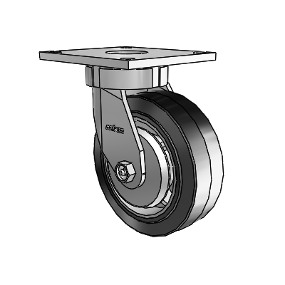6 Series Kingpinless Casters Top Plate Swivel Caster with 6 x 2 Performa Rubber (Flat/Black) Wheel