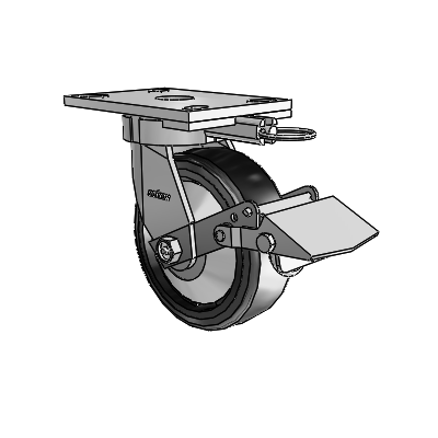 6 Series Kingpinless Casters Top Plate Swivel Caster with 6 x 2 Trans-forma LT (Flat) Wheel and Tread Lock Brake
