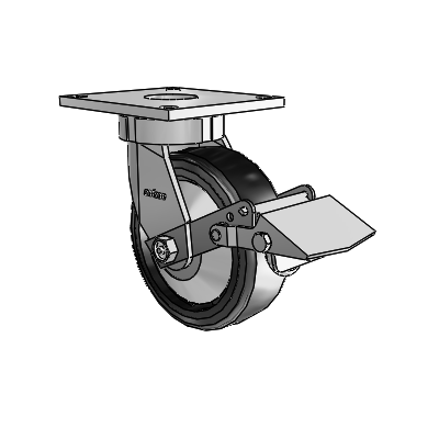 6 Series Kingpinless Casters Top Plate Swivel Caster with 6 x 2 Trans-forma LT (Flat) Wheel and Tread Lock Brake