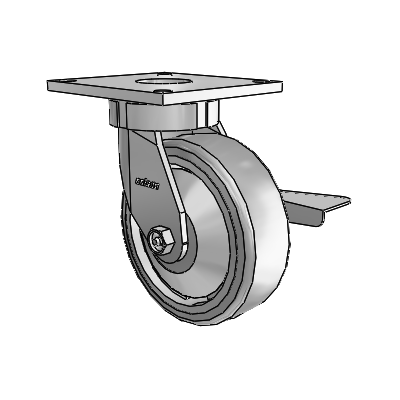 6 Series Kingpinless Casters Top Plate Swivel Caster with 6 x 2 Trans-forma HD (Flat) Wheel and Side Lock Brake