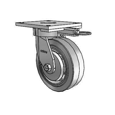 6 Series Kingpinless Casters Top Plate Swivel Caster with 6 x 2 Performa Rubber (Flat/Grey) Wheel