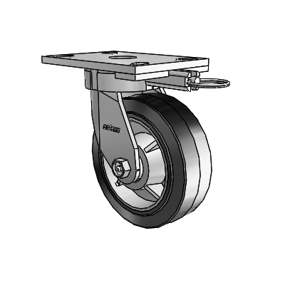 6 Series Kingpinless Casters Top Plate Swivel Caster with 6 x 2 Performa Rubber (Flat/Black) Wheel