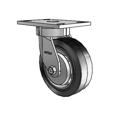 6 Series Kingpinless Casters Top Plate Swivel Caster with 6 x 2 Performa Rubber (Flat/Black) Wheel