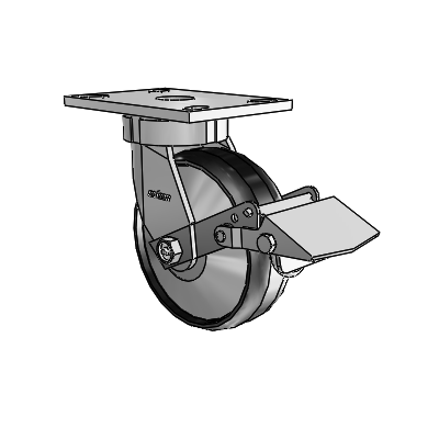 6 Series Kingpinless Casters Top Plate Swivel Caster with 6 x 2 Maxim Wheel and Tread Lock Brake