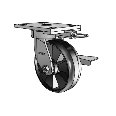 6 Series Kingpinless Casters Top Plate Swivel Caster with 6 x 2 Maxim Wheel and Side Lock Brake