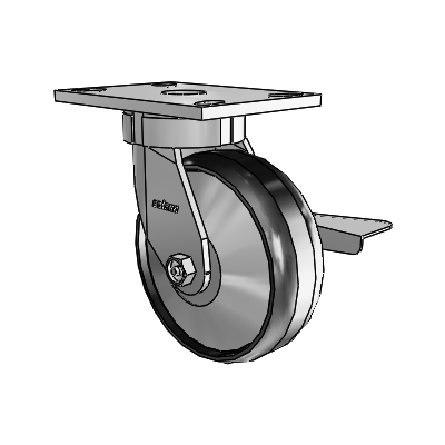 6 Series Kingpinless Casters Top Plate Swivel Caster with 6 x 2 Maxim Wheel and Side Lock Brake