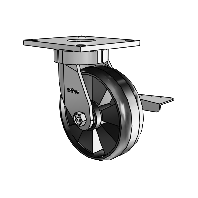 6 Series Kingpinless Casters Top Plate Swivel Caster with 6 x 2 Maxim Wheel and Side Lock Brake