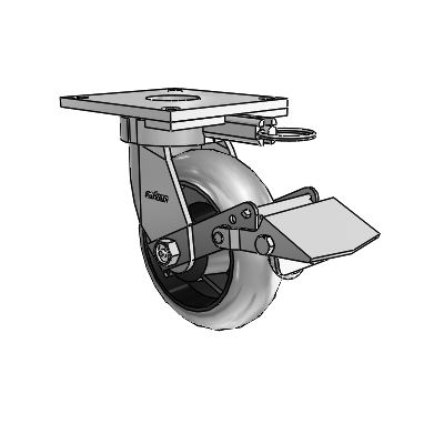 6 Series Kingpinless Casters Top Plate Swivel Caster with 6 x 2 Performa Rubber (Round/Conductive) Wheel and Tread Lock Brake