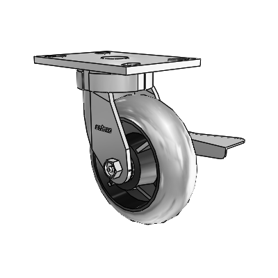 6 Series Kingpinless Casters Top Plate Swivel Caster with 6 x 2 Performa Rubber (Round/Conductive) Wheel and Side Lock Brake