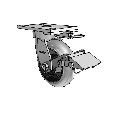 6 Series Kingpinless Casters Top Plate Swivel Caster with 6 x 2 Performa Rubber (Round/Conductive) Wheel and Tread Lock Brake