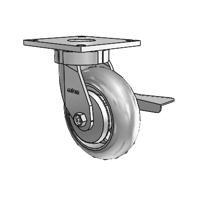 6 Series Kingpinless Casters Top Plate Swivel Caster with 6 x 2 Performa Rubber (Round/Grey) Wheel and Side Lock Brake