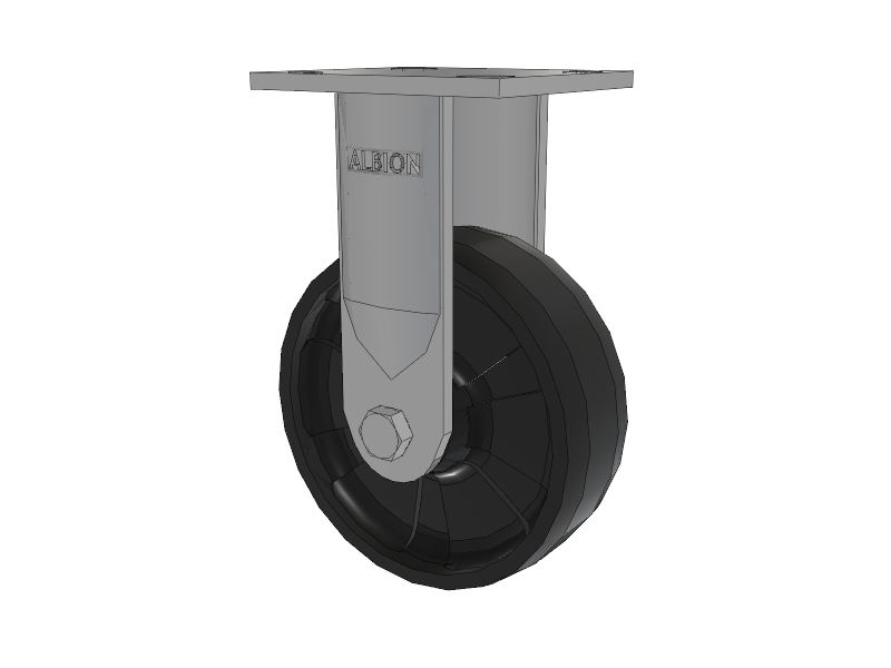 16 Series Top Plate Rigid Caster with 8 x 2 Black Nylon NG - Maxim Nylon Wheel