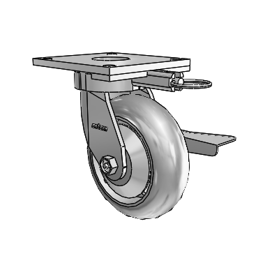 6 Series Kingpinless Casters Top Plate Swivel Caster with 6 x 2 Performa Rubber (Round/Grey) Wheel and Side Lock Brake