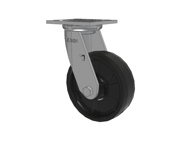 16 Series Top Plate Swivel Caster with 8 x 2 Black Nylon NG - Maxim Nylon Wheel