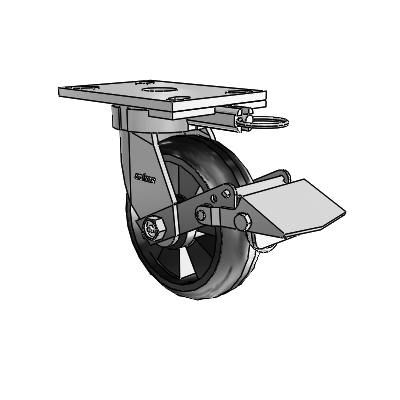 6 Series Kingpinless Casters Top Plate Swivel Caster with 6 x 2 Trans-forma LT (Round) Wheel and Tread Lock Brake