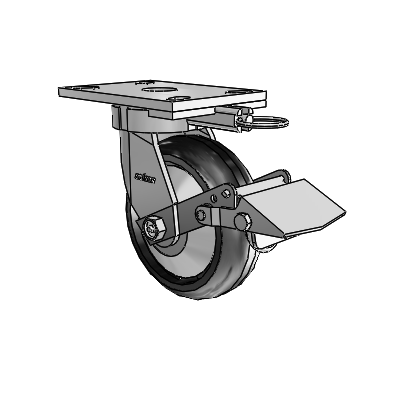 6 Series Kingpinless Casters Top Plate Swivel Caster with 6 x 2 Trans-forma LT (Round) Wheel and Tread Lock Brake