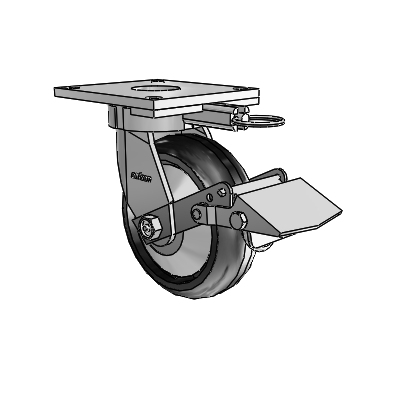 6 Series Kingpinless Casters Top Plate Swivel Caster with 6 x 2 Trans-forma LT (Round) Wheel and Tread Lock Brake