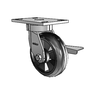 6 Series Kingpinless Casters Top Plate Swivel Caster with 6 x 2 Trans-forma LT (Round) Wheel and Side Lock Brake