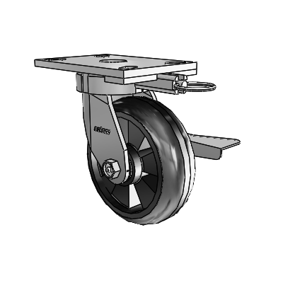 6 Series Kingpinless Casters Top Plate Swivel Caster with 6 x 2 Trans-forma LT (Round) Wheel and Side Lock Brake