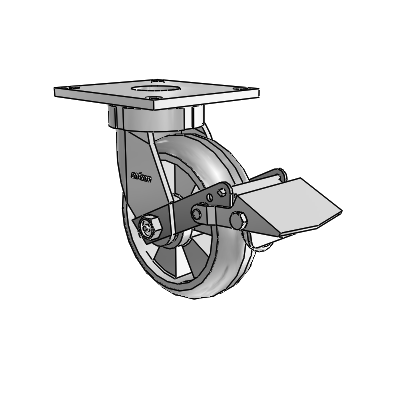6 Series Kingpinless Casters Top Plate Swivel Caster with 6 x 2 Trans-forma (Round) Wheel and Tread Lock Brake