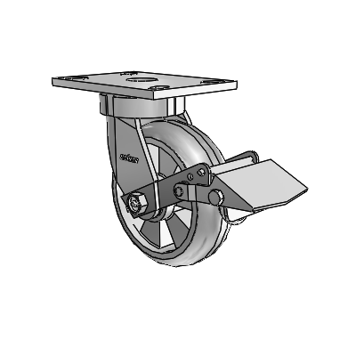 6 Series Kingpinless Casters Top Plate Swivel Caster with 6 x 2 Trans-forma (Round) Wheel and Tread Lock Brake