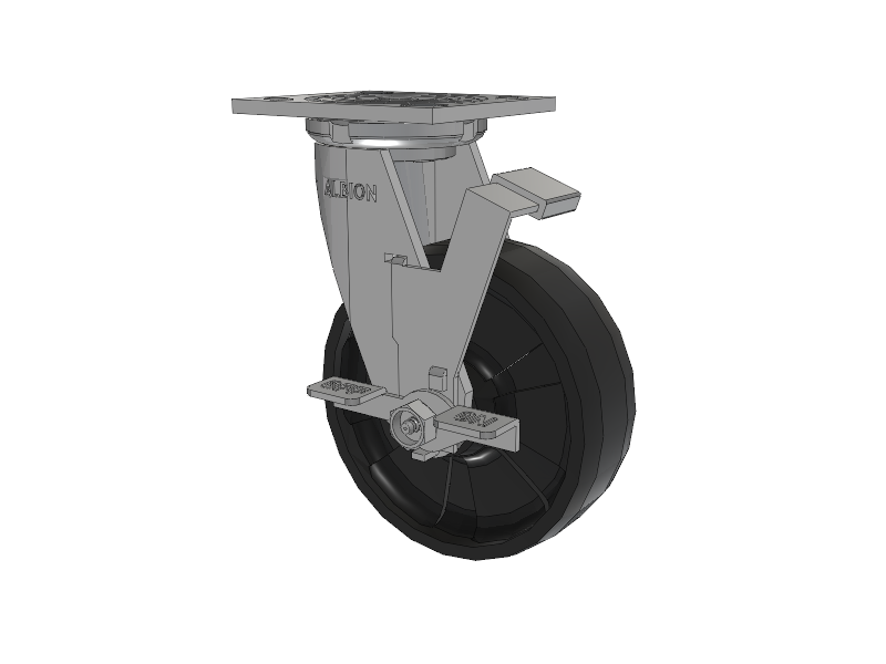 16 Series Top Plate Swivel Caster with 8 x 2 Black Nylon NG - Maxim Nylon Wheel and Face Brake