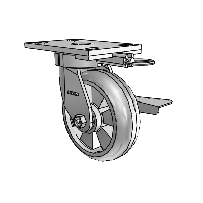 6 Series Kingpinless Casters Top Plate Swivel Caster with 6 x 2 Trans-forma HD (Round) Wheel and Side Lock Brake