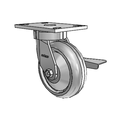 6 Series Kingpinless Casters Top Plate Swivel Caster with 6 x 2 Trans-forma HD (Round) Wheel and Side Lock Brake