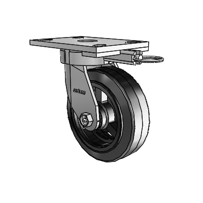 6 Series Kingpinless Casters Top Plate Swivel Caster with 6 x 2 MR - Moldon Rubber (Cast Iron Core) Wheel