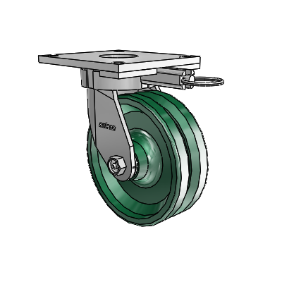 6 Series Kingpinless Casters Top Plate Swivel Caster with 6 x 2 V-Groove Wheel