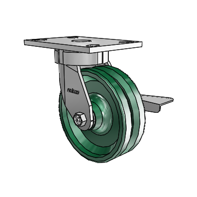 6 Series Kingpinless Casters Top Plate Swivel Caster with 6 x 2 V-Groove Wheel and Side Lock Brake