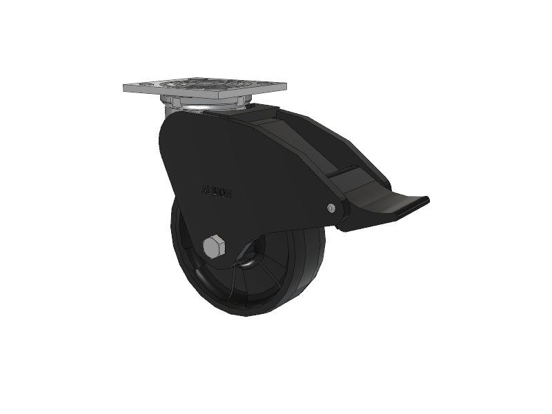 16 Series Top Plate Swivel Caster with 8 x 2 Black Nylon NG - Maxim Nylon Wheel and Total Lock Brake