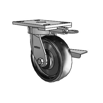 6 Series Kingpinless Casters Top Plate Swivel Caster with 6 x 2 Endura Solid Elastomer Wheel and Side Lock Brake