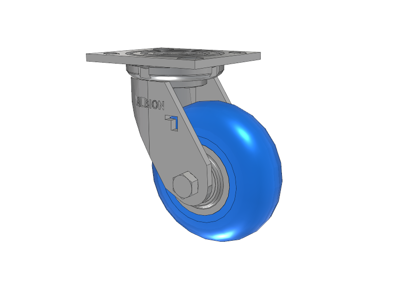 16 Series Top Plate Swivel Caster with 5 x 2 Blue Tread on Aluminum Core NP - Neoprene Round (Aluminum Core) Wheel