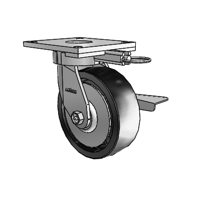 6 Series Kingpinless Casters Top Plate Swivel Caster with 6 x 2 Polyolefin Wheel and Side Lock Brake