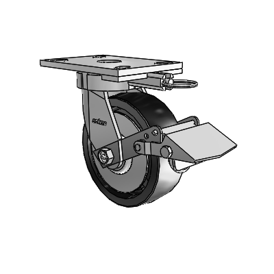 6 Series Kingpinless Casters Top Plate Swivel Caster with 6 x 2 Polyolefin Wheel and Tread Lock Brake