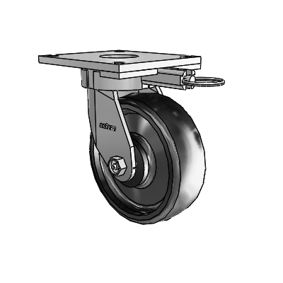 6 Series Kingpinless Casters Top Plate Swivel Caster with 6 x 2 Endura Solid Elastomer Wheel