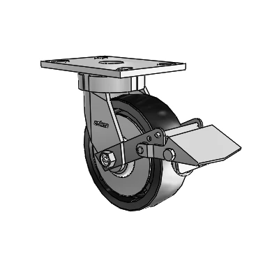 6 Series Kingpinless Casters Top Plate Swivel Caster with 6 x 2 Polyolefin Wheel and Tread Lock Brake