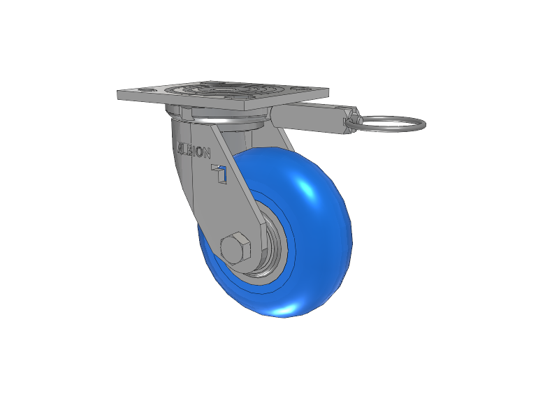 16 Series Top Plate Swivel Caster with 5 x 2 Blue Tread on Aluminum Core NP - Neoprene Round (Aluminum Core) Wheel