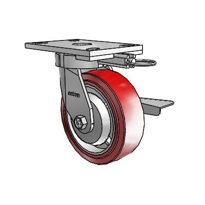 6 Series Kingpinless Casters Top Plate Swivel Caster with 6 x 2 Polyurethane HI-TECH Wheel and Side Lock Brake
