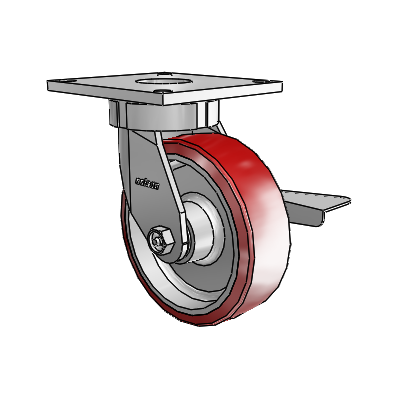6 Series Kingpinless Casters Top Plate Swivel Caster with 6 x 2 Moldon Polyurethane (Aluminum Core) Wheel and Side Lock Brake