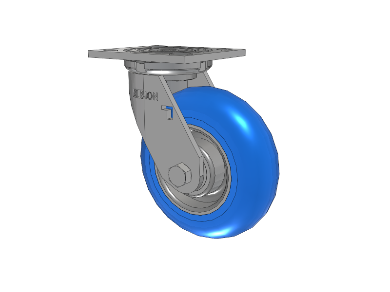 16 Series Top Plate Swivel Caster with 6 x 2 Blue Tread on Aluminum Core NP - Neoprene Round (Aluminum Core) Wheel