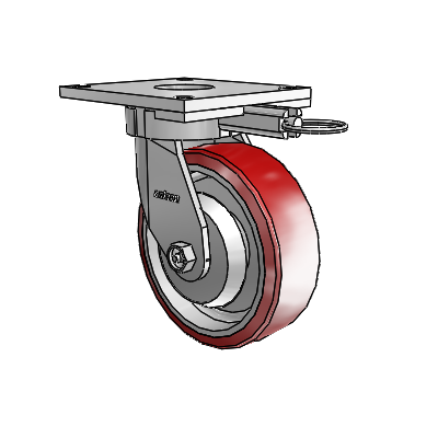 6 Series Kingpinless Casters Top Plate Swivel Caster with 6 x 2 Moldon Polyurethane (Aluminum Core) Wheel