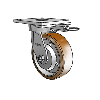 6 Series Kingpinless Casters Top Plate Swivel Caster with 6 x 2 Moldon Nylon (Aluminum Core) Wheel