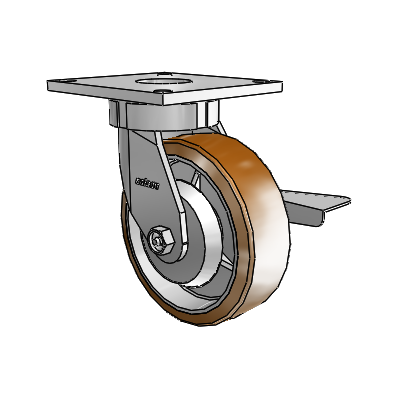 6 Series Kingpinless Casters Top Plate Swivel Caster with 6 x 2 Moldon Nylon (Aluminum Core) Wheel and Side Lock Brake