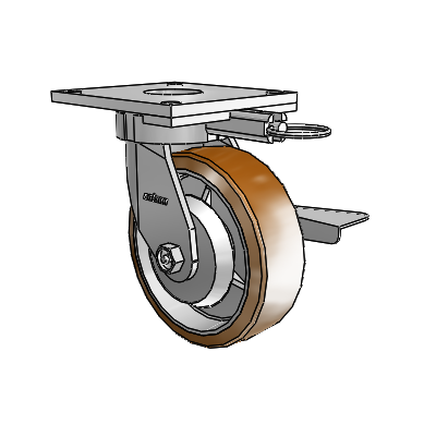 6 Series Kingpinless Casters Top Plate Swivel Caster with 6 x 2 Moldon Nylon (Aluminum Core) Wheel and Side Lock Brake