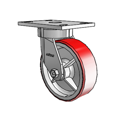 6 Series Kingpinless Casters Top Plate Swivel Caster with 6 x 2 Moldon Polyurethane (Cast Iron Core) Wheel