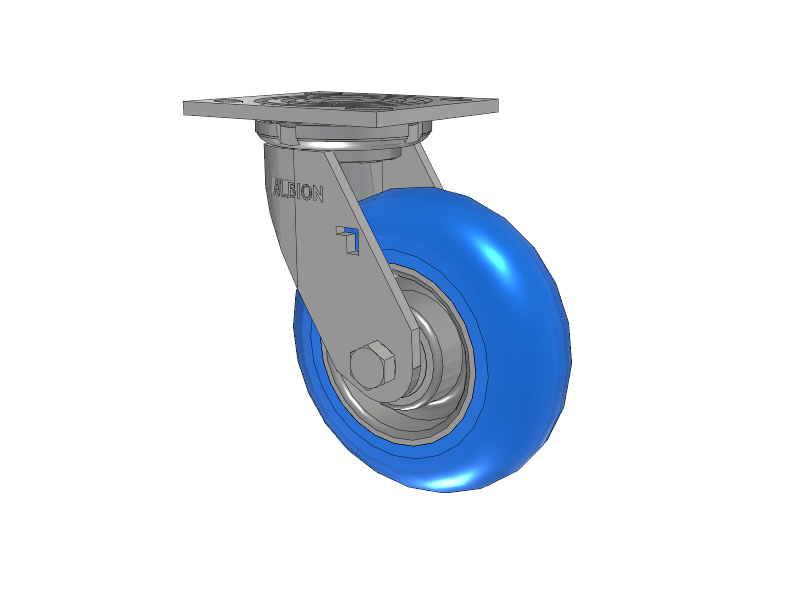 16 Series Top Plate Swivel Caster with 6 x 2 Blue Tread on Aluminum Core NP - Neoprene Round (Aluminum Core) Wheel